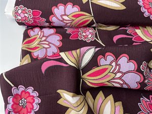 Crepet viscose - flot aubergine med store blomster
